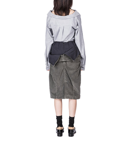 CORDUROY DOUBLE LAYER SKIRT GRAY