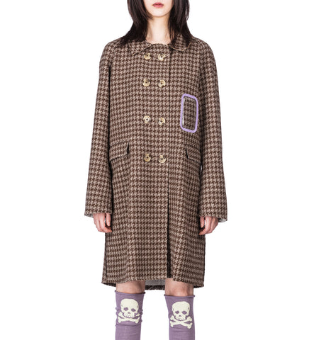 WINDOW HOUNDSTOOTH COAT CREAM/BROWN