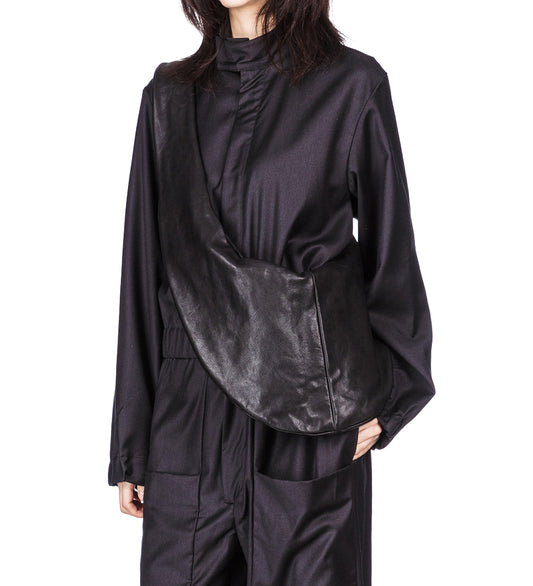 LEATHER CROSSED BAG BLACK