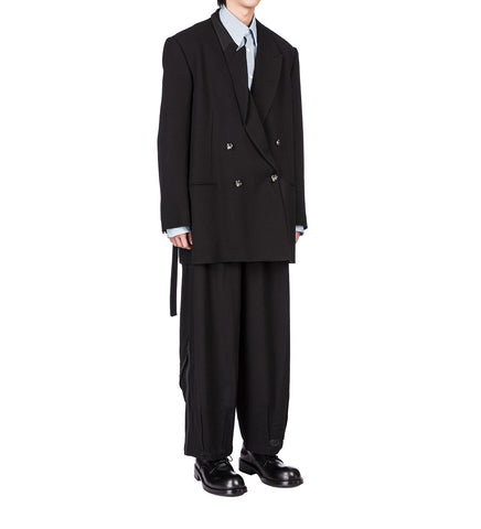 JOE WAISTBAND PLEASTS TROUSERS BLACK