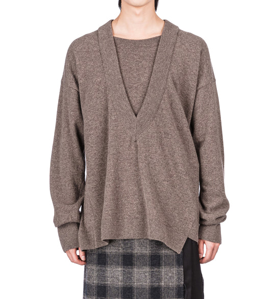 BIENVILLE DOUBLE COLLAR V-NECK SWEATER VIZON