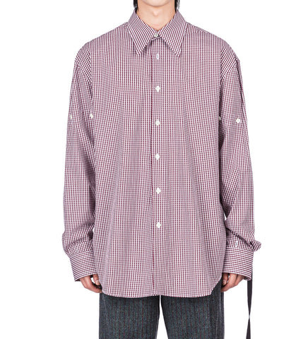 CLASSIC FOLD UP SLEEVE SHIRT MAUVE/WHITE