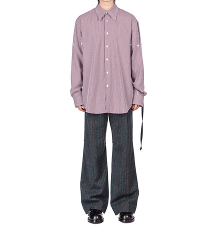 CLASSIC FOLD UP SLEEVE SHIRT MAUVE/WHITE