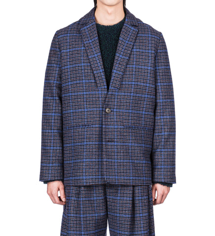 LONELY BLAZER BLUE WOOL CHECKS