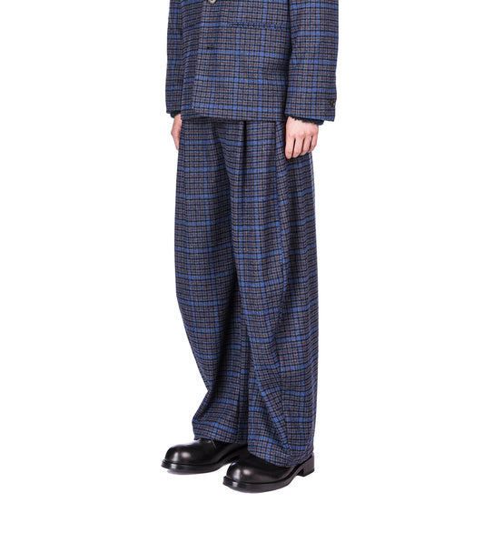 ONE PANTS BLUE WOOL CHECKS