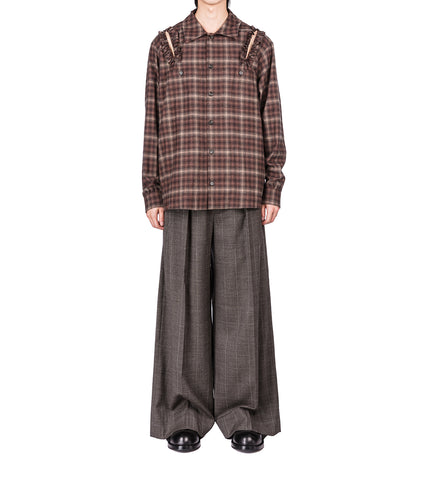PEELING WAIST WIDE LEG TROUSERS PEAT