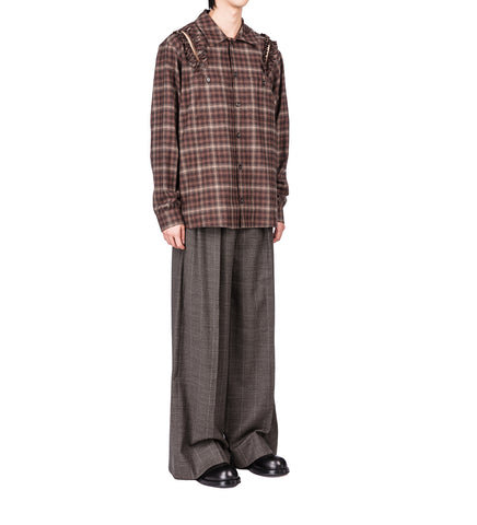 PEELING WAIST WIDE LEG TROUSERS PEAT