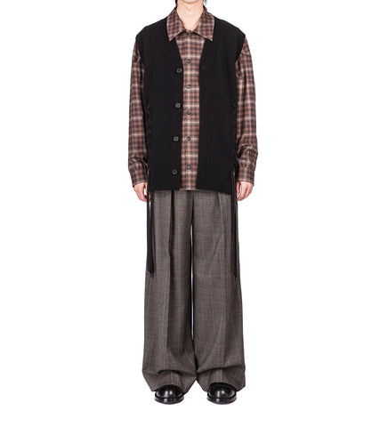 MERINO LACE UP HEM VEST BLACK