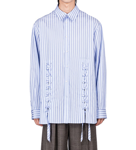 DOUBLE LACE UP HEM EASY SHIRT PALE BLUE