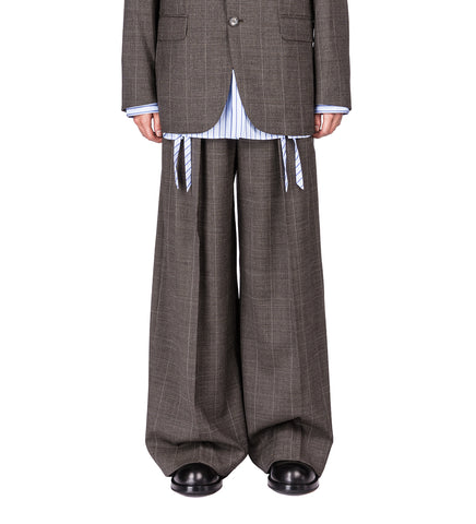 PEELING WAIST WIDE LEG TROUSERS PEAT