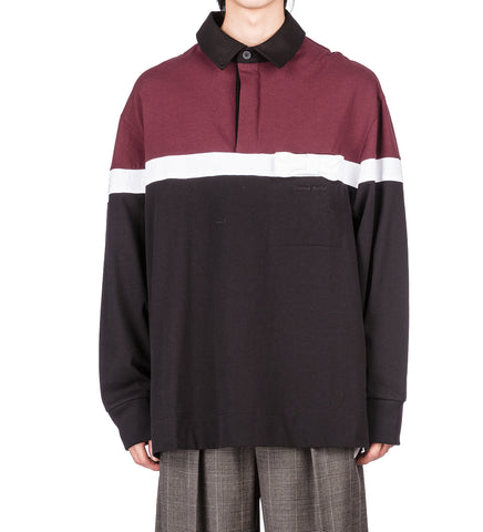 BOW STRIPE RUGBY SHIRT BURGUNDY/BLACK