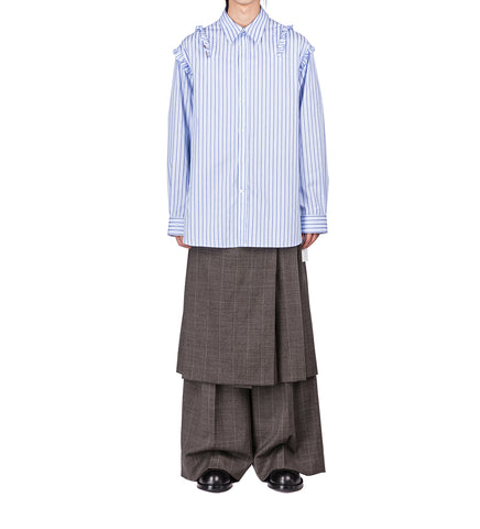 DOUBLE RUFFLE SLASH EASY SHIRT PALE BLUE