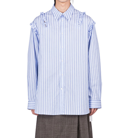 DOUBLE RUFFLE SLASH EASY SHIRT PALE BLUE