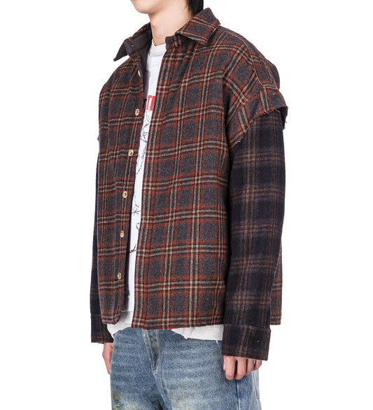 DOUBLE FLANNEL OVERSHIRT RED/BLUE