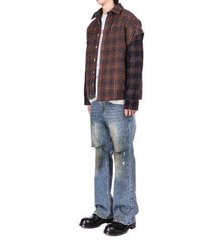 DOUBLE FLANNEL OVERSHIRT RED/BLUE
