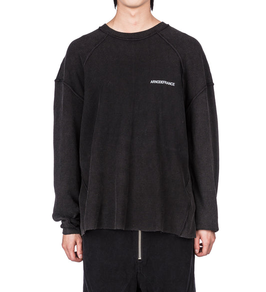 INSIDE-OUT WAFFLE LS TEE WASHED BLACK