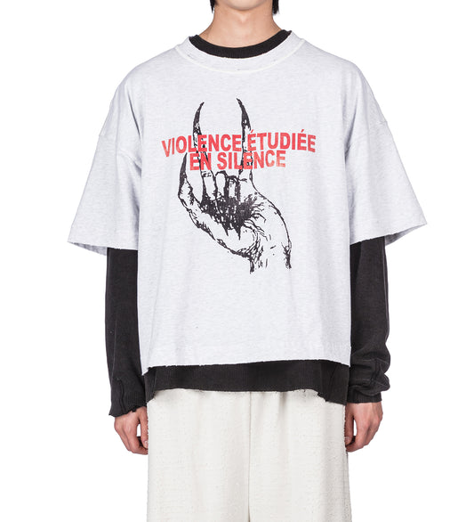 VIOLENCE ETUDIEE EN SILENCE T-SHIRT HEATHER GREY