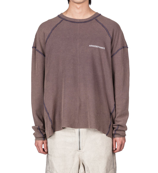 INSIDE-OUT WAFFLE LS TEE WASHED PLUM