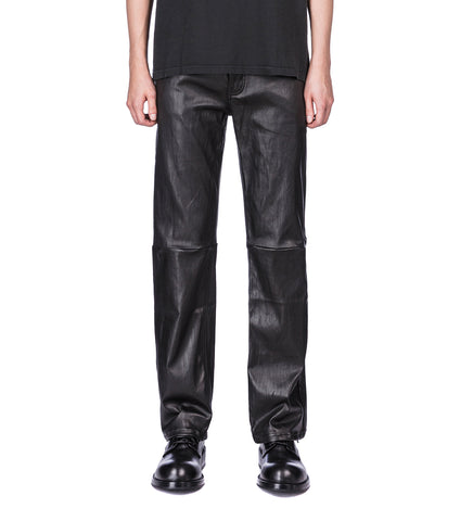 LEATHER STRAIGHT PANTS BLACK