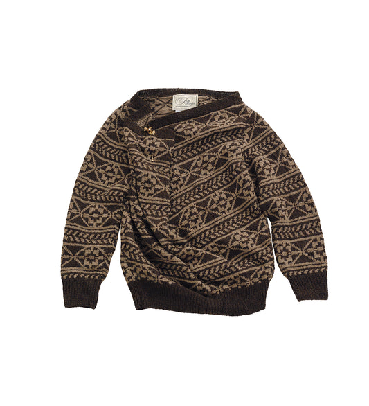 HAND KNIT PULLOVER SWEATER BROWN