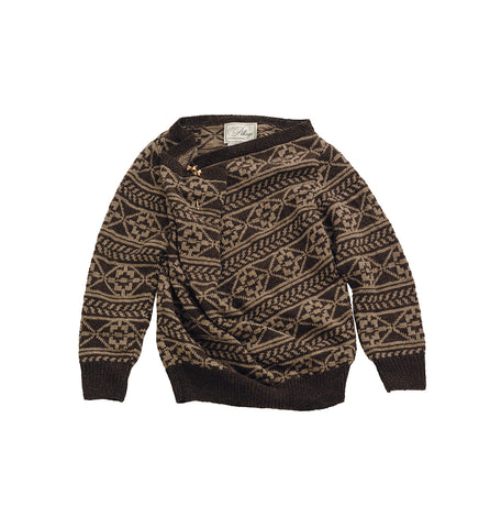 HAND KNIT PULLOVER SWEATER BROWN