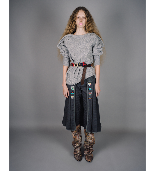 KIKO KOSTADINOV X THE DANTE COLLECTION ASYMMETRIC CABLE JUMPER STONE GREY