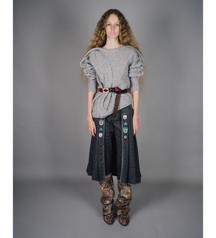 KIKO KOSTADINOV X THE DANTE COLLECTION ASYMMETRIC CABLE JUMPER STONE GREY