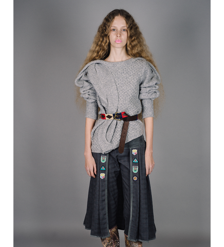 KIKO KOSTADINOV X THE DANTE COLLECTION ASYMMETRIC CABLE JUMPER STONE GREY