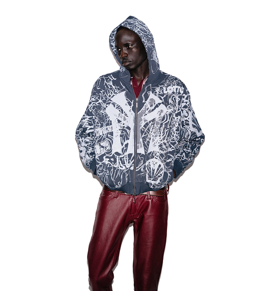 NAVY GRAFITTI TRACK TOP GREY/BLUE