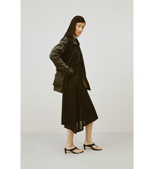 SPLIT JACKET ANTIQUE MUDD COATED SATEEN