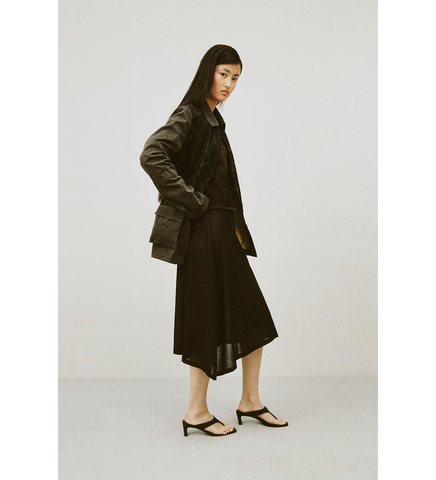 SPLIT JACKET ANTIQUE MUDD COATED SATEEN