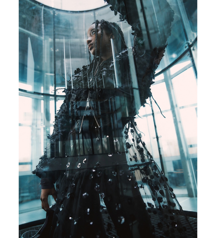 CECILIE BAHNSEN X ALPHA MA-1 CR LASER CUT BLACK