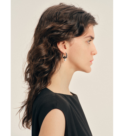 CLADDAGH PEARL HOOP EARRINGS RHODIUM/PEARL
