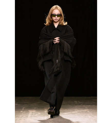 BOULEVARD COAT BLACK STAMPED WOOL