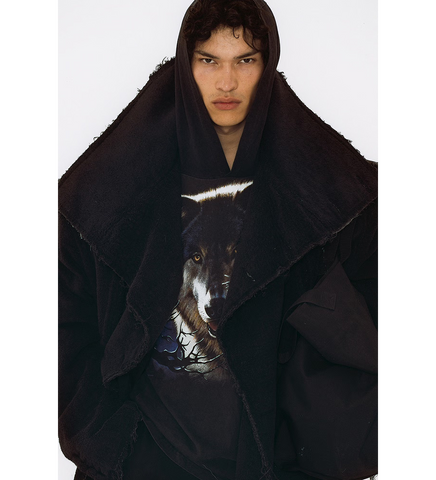TOWEL LONG COAT BLACK