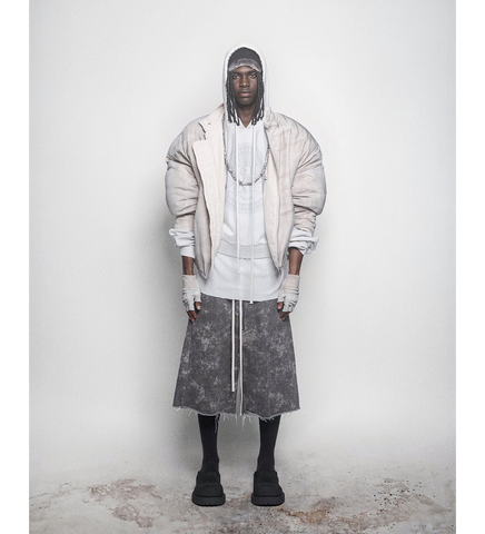 CROPPED HOODIE OVERLAPPED DUSTY WHITE