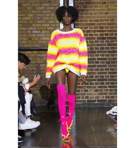 FLURO HANDKNIT CREW PINK / YELLOW