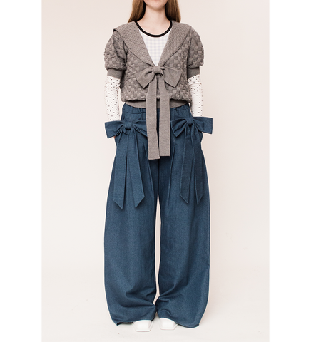BOW LOUNGE SWEATPANTS DENIM BLUE