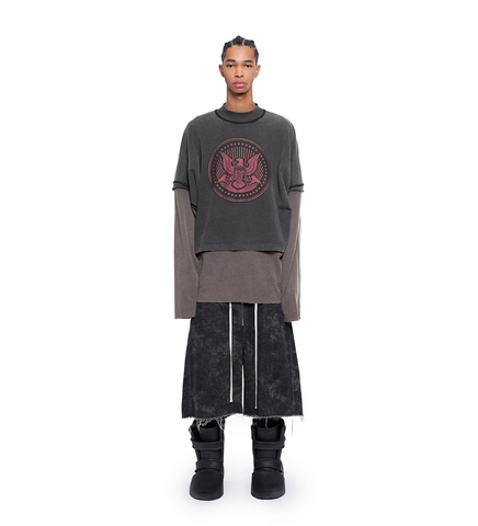 CREWNECK TEE OVERLAPPED WASHED BLACK CHARCOAL