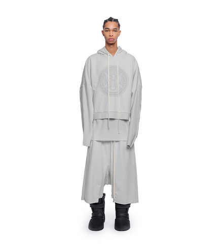 CROPPED HOODIE OVERLAPPED DUSTY WHITE