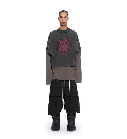 DENIM CARGO MEGA SHORTS WASHED BLACK