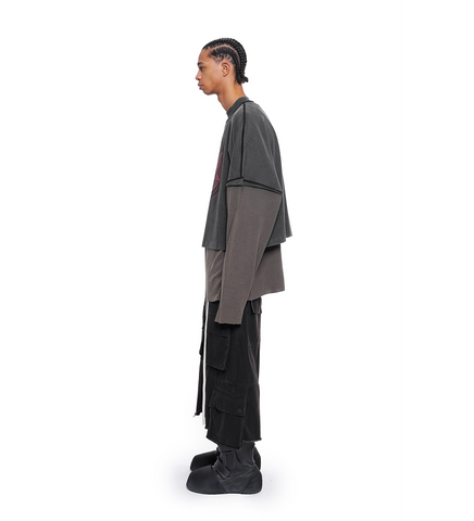 DENIM CARGO MEGA SHORTS WASHED BLACK