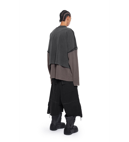 DENIM CARGO MEGA SHORTS WASHED BLACK