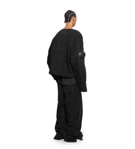 RAW EDGE BAGGY JEANS WASHED BLACK