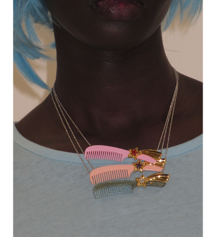 SHOOTING STAR COMB NECKLACE PINK