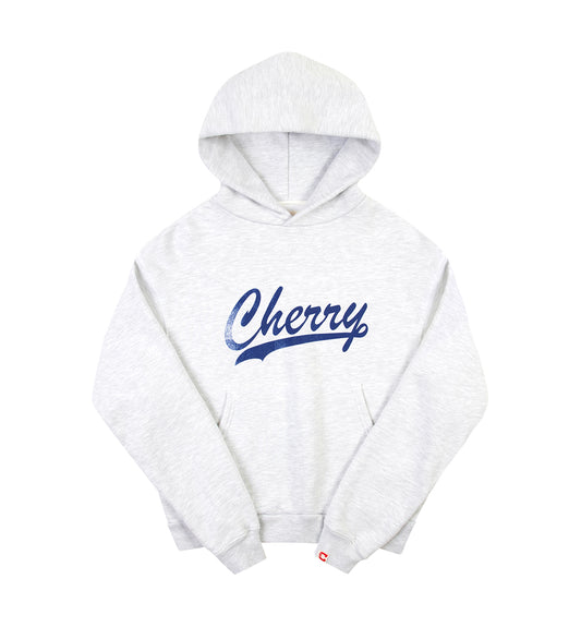 ATHLETIC APPLIQUE HOODIE WHITE HEATHER