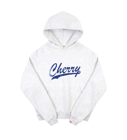 ATHLETIC APPLIQUE HOODIE WHITE HEATHER