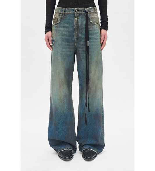 MODEST 5-POCKETS RELAXED FLARED TROUSERS VINTAGE BLUE