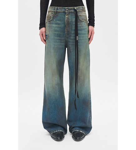 MODEST 5-POCKETS RELAXED FLARED TROUSERS VINTAGE BLUE