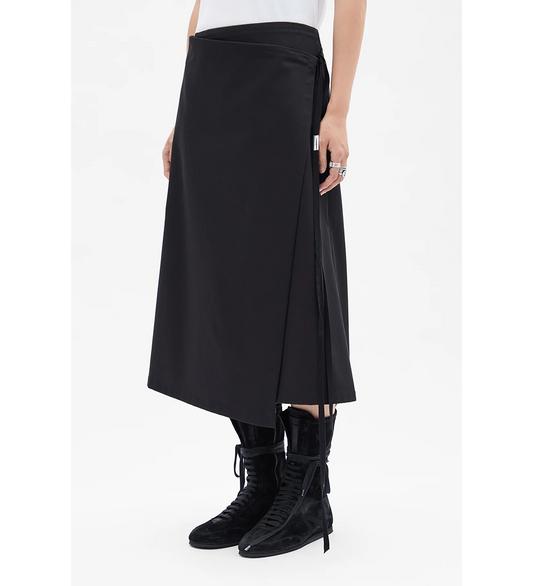 FABI MIDI APRON WRAP SKIRT BLACK